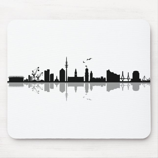HAMBURG Elbe Germany City Skyline Silhouette Mouse Pad (Front)