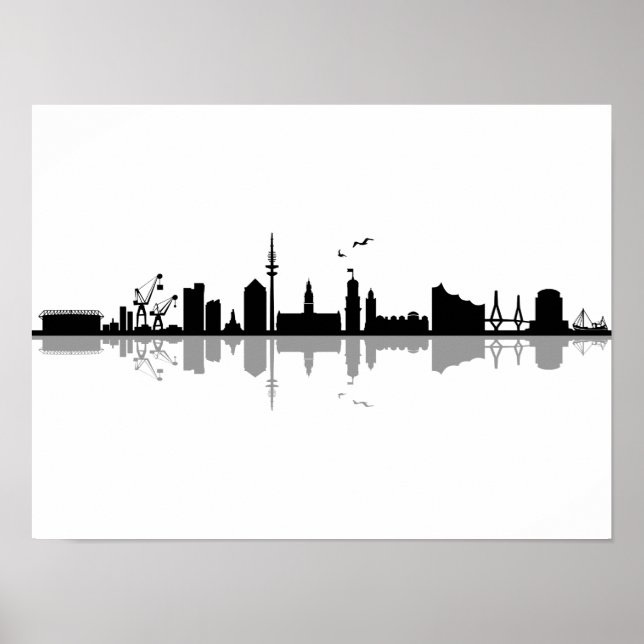 HAMBURG Elbe Germany City Skyline Silhouette Poster (Front)