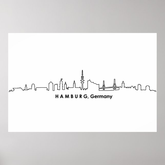 HAMBURG Elbe Germany City Skyline Silhouette Poster (Front)