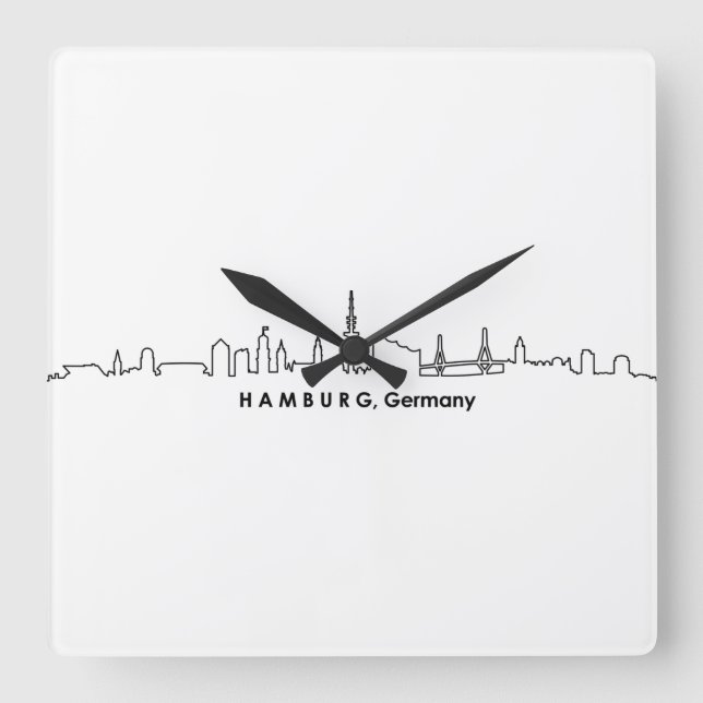 HAMBURG Elbe Germany City Skyline Silhouette Square Wall Clock (Front)