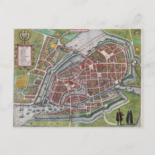 Hamburg Germany 1600 plan map Postcard