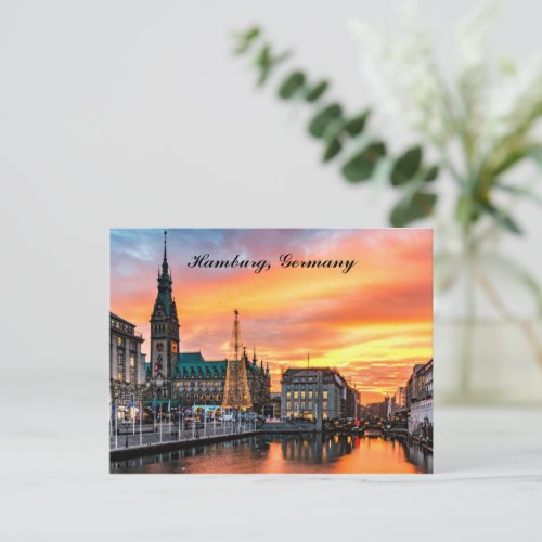 Hamburg, Germany at Christmas Holiday Postcard