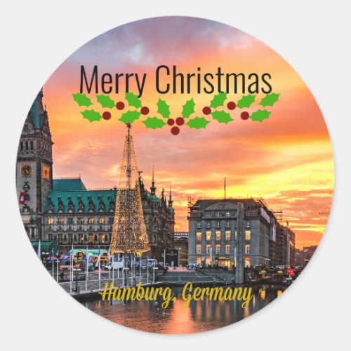 Hamburg Germany Christmas Classic Round Sticker