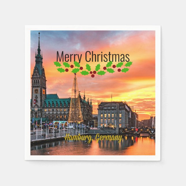Hamburg, Germany Christmas Napkins (Front)