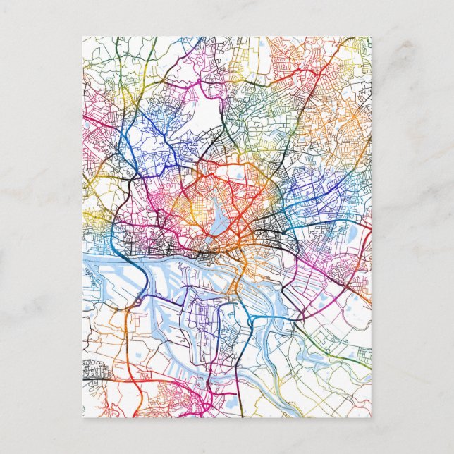 Hamburg Germany City Map Postcard (Front)