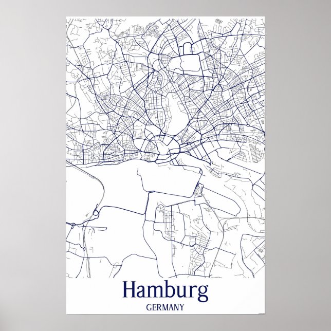 Hamburg Germany City Map Poster (Front)