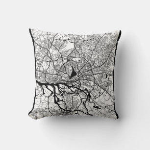 Hamburg Germany City Map Throw Pillow