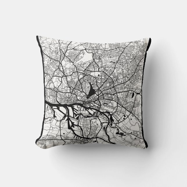 Hamburg Germany City Map Throw Pillow (Front)