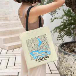 Hamburg, Germany City Map Tote Bag