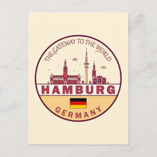 Hamburg Germany City Skyline Emblem Postcard