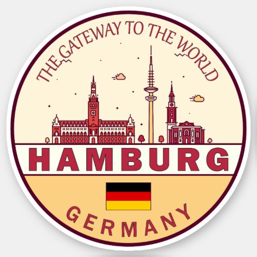 Hamburg Germany City Skyline Emblem Sticker