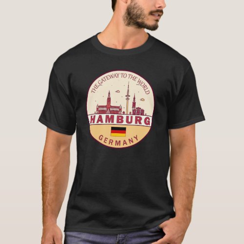 Hamburg Germany City Skyline Emblem T_Shirt