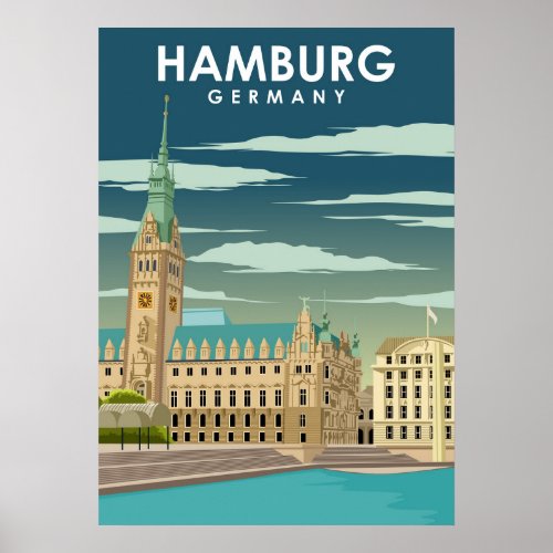 Hamburg Germany European City Travel Illustration Poster