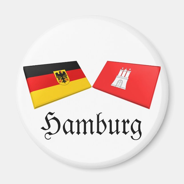 Hamburg, Germany Flag Tiles Magnet (Front)