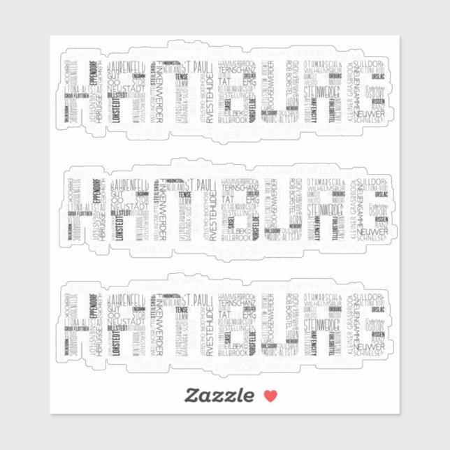 Hamburg Germany Quarters Word Art Typography Sticker (Sheet)