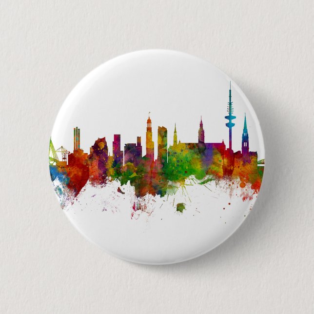 Hamburg Germany Skyline Button (Front)