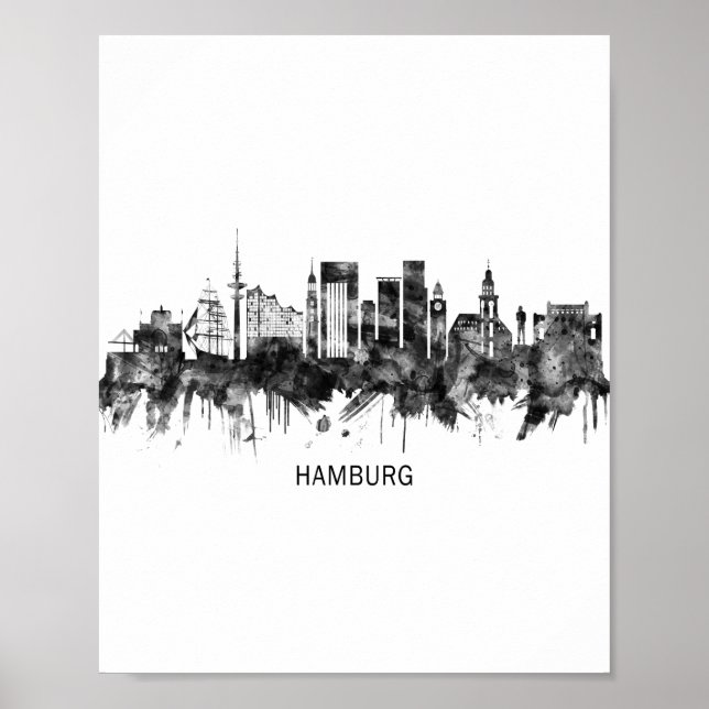 Hamburg Germany Skyline BW Poster (Front)