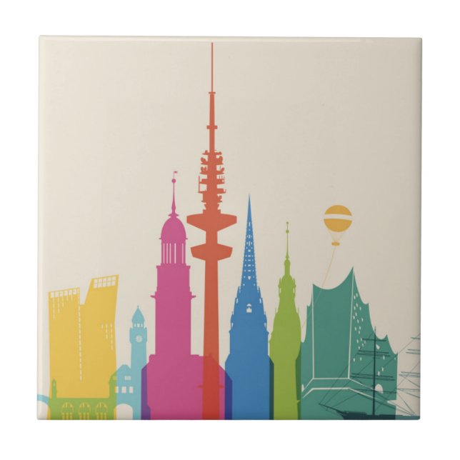 Hamburg Germany Skyline Ceramic Tile (Front)