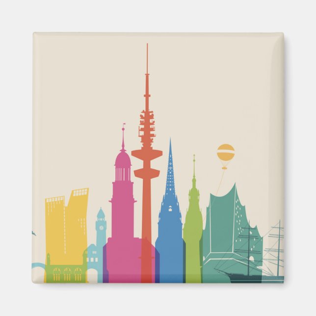 Hamburg Germany Skyline Magnet (Front)