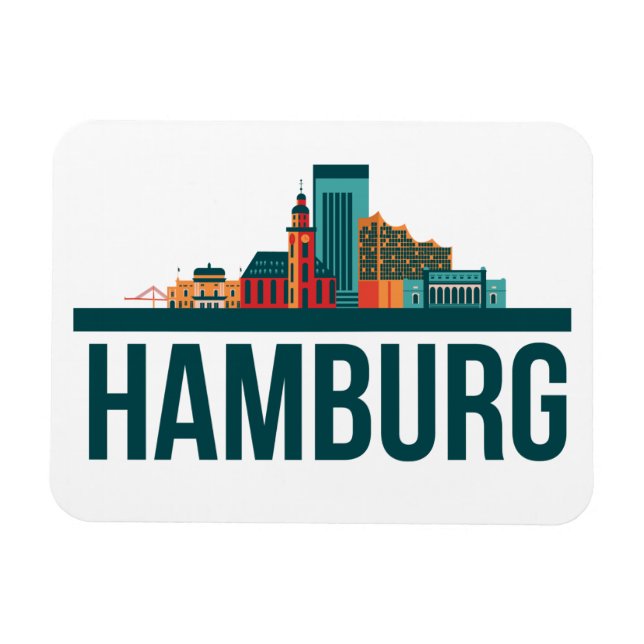 Hamburg Germany Skyline Photo Magnet (Horizontal)