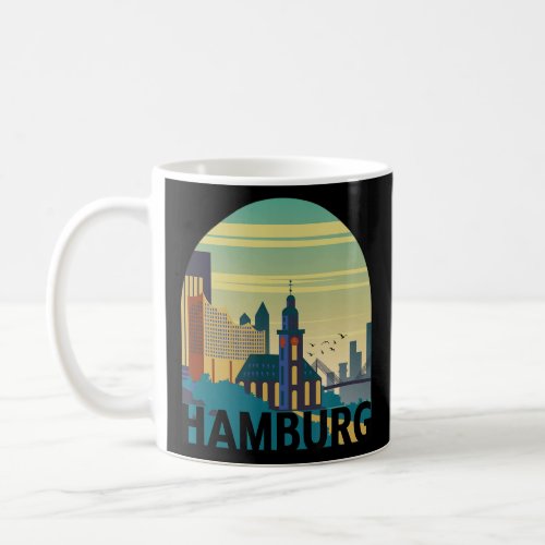 Hamburg Germany Skyline Silhouette Outline Sketch_ Coffee Mug