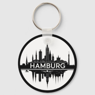 Hamburg Germany Skyline – Vintage Circle Cityscape Keychain