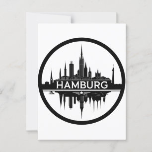Hamburg Germany Skyline – Vintage Circle Cityscape Postcard