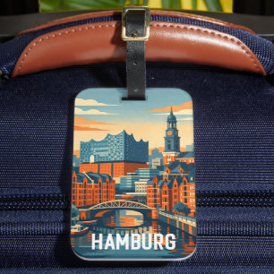 Hamburg Germany Travel Minimalist Port  Luggage Tag