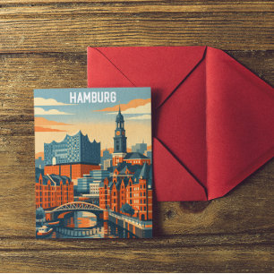 Hamburg Germany Travel Minimalist Port Postcard