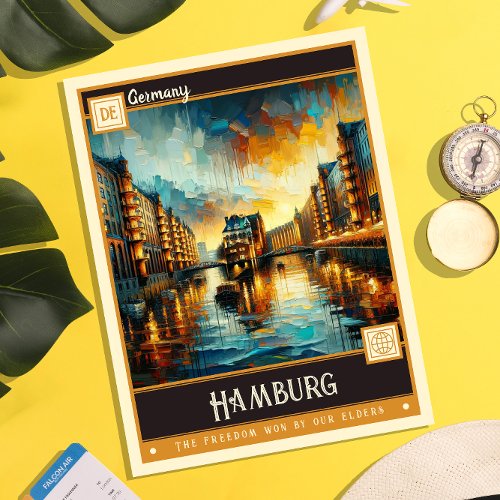 Hamburg Germany  Vintage Painting Postcard