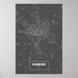 Hamburg, Germany (white on black) Poster