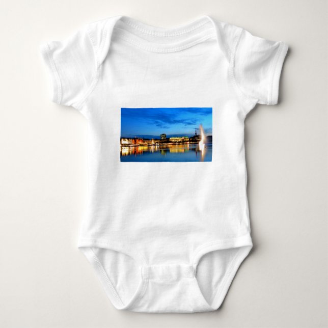 Hamburg Harbor Hafen Deutschland Alster Night Baby Bodysuit (Front)