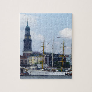Hamburg Harbor Hafen Michel Germany Jigsaw Puzzle