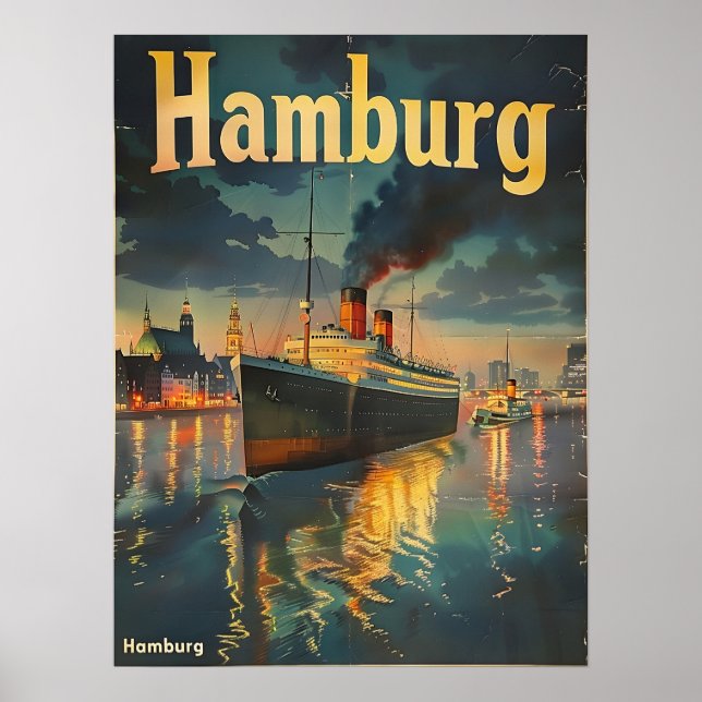 Hamburg Harbor Vintage Poster (Front)