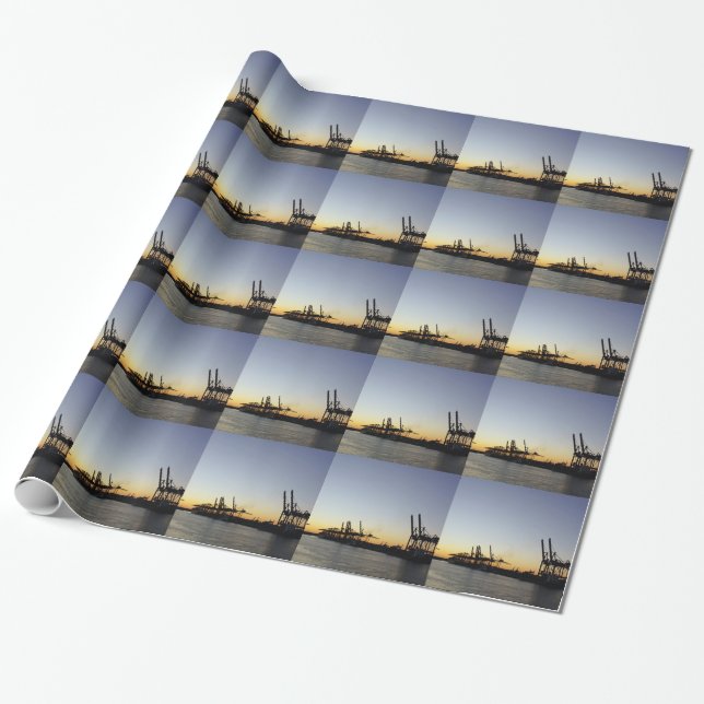 hamburg harbor wrapping paper (Unrolled)