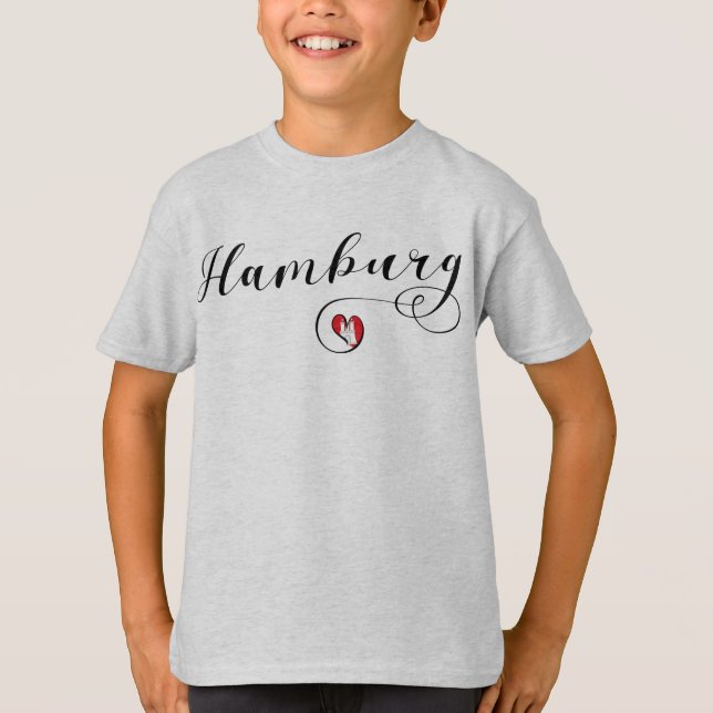 Hamburg Heart Flag, Germany, Hamborg T-Shirt (Front)