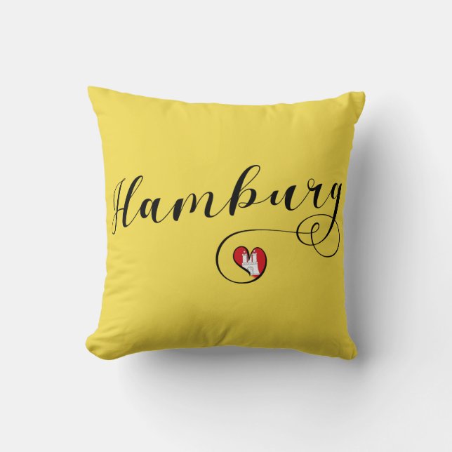 Hamburg Heart Throw Pillow,  Germany Throw Pillow (Front)