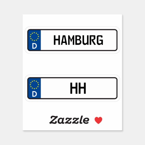 Hamburg kennzeichen German Car License Plate Sticker