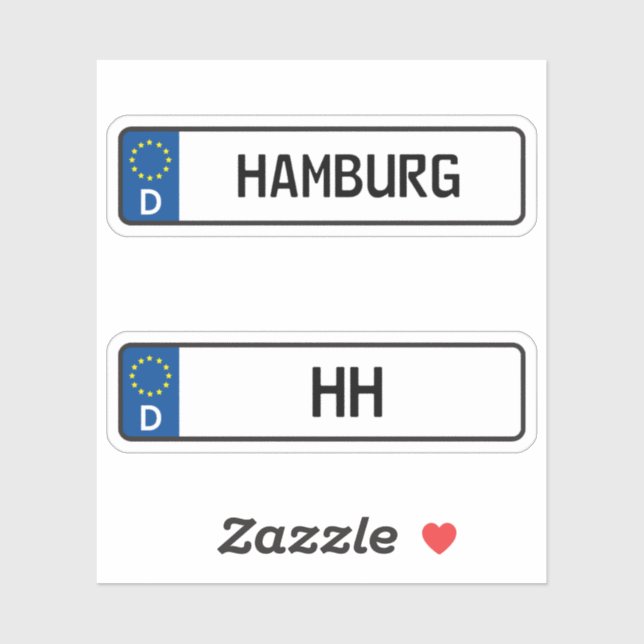 Hamburg kennzeichen, German Car License Plate Sticker (Sheet)