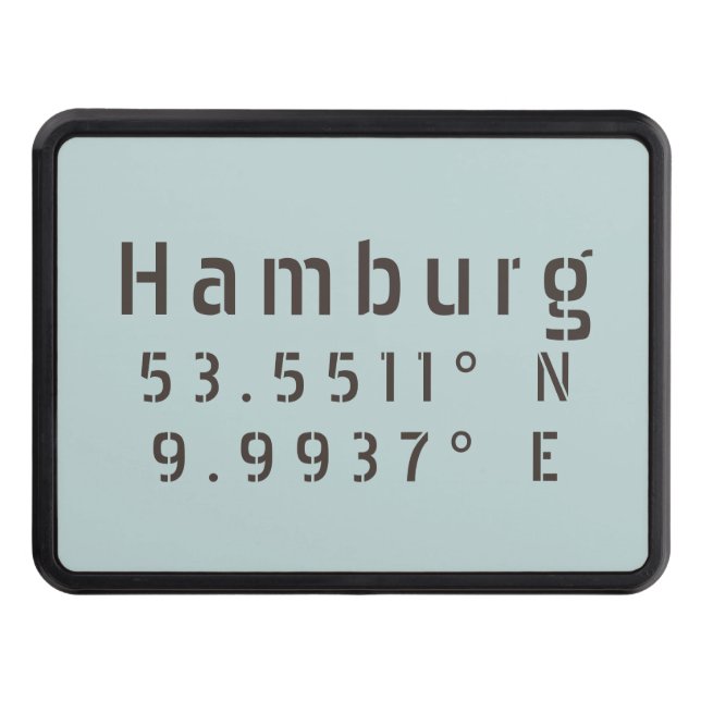 Hamburg Latitude Longitude Hitch Cover (Front)