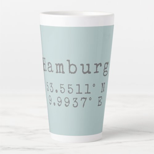 Hamburg Latitude Longitude  Latte Mug