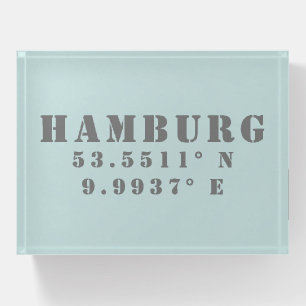 Hamburg Latitude Longitude  Paperweight