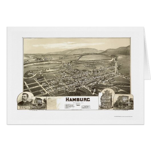 Hamburg, PA Panoramic Map - 1889 Cards (Front Horizontal)