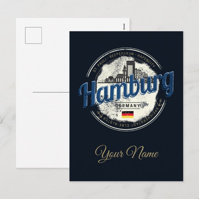 Hamburg Skyline Germany Vintage Holiday Souvenir (Front/Back)