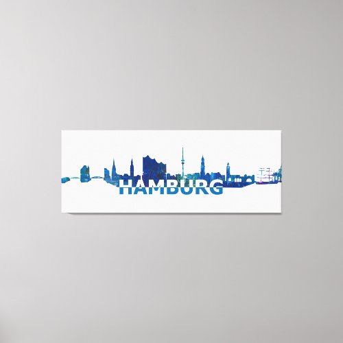 Hamburg Skyline Silhouette Canvas Print