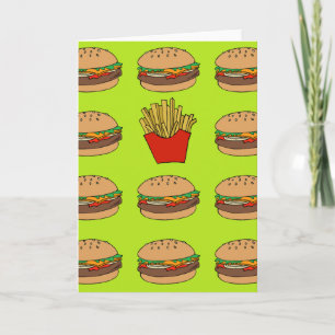 Hamburger and fries greeting card
