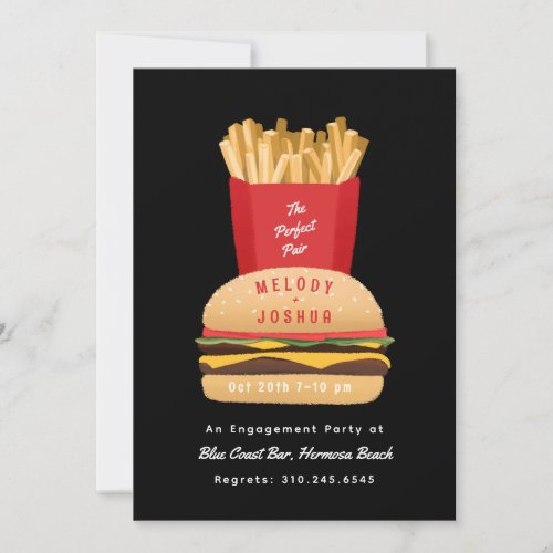 Hamburger and Fries Perfect Pair Couples Shower   Invitation