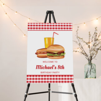 Hamburger And Hot Dog Birthday Party Welcome Foam Board