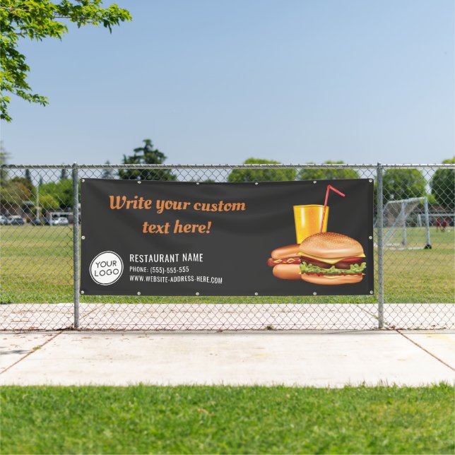 Hamburger And Hot Dog Fast Food Restaurant Custom Banner (Insitu)