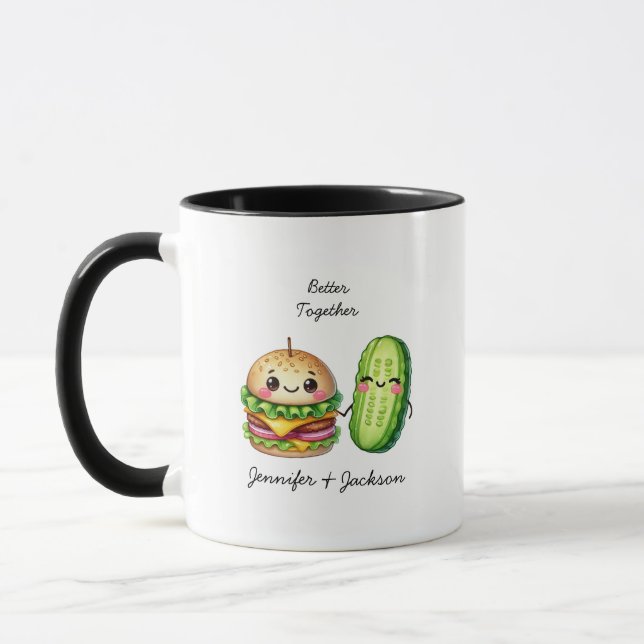 Hamburger and Pickle Personalized Mugs (Left)